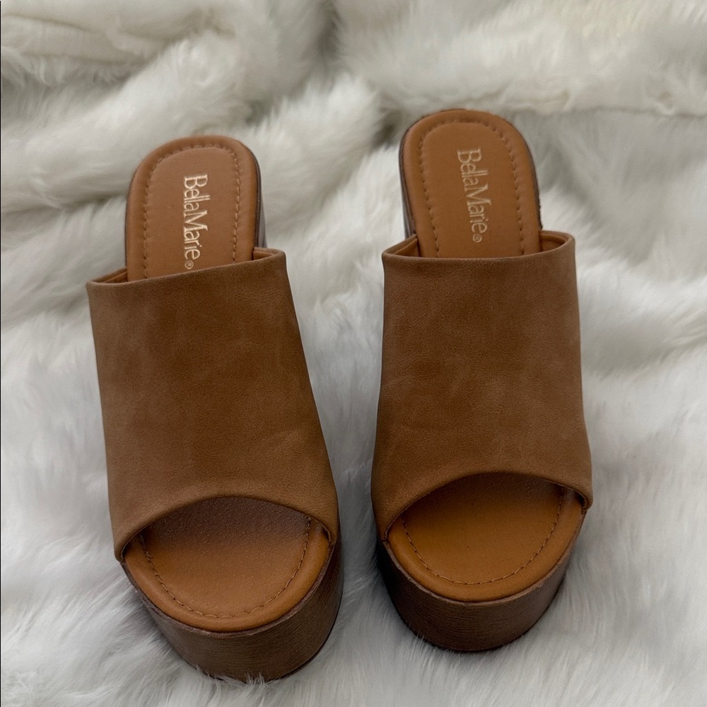 Alamar Tan Platform Mule Slides - Women's